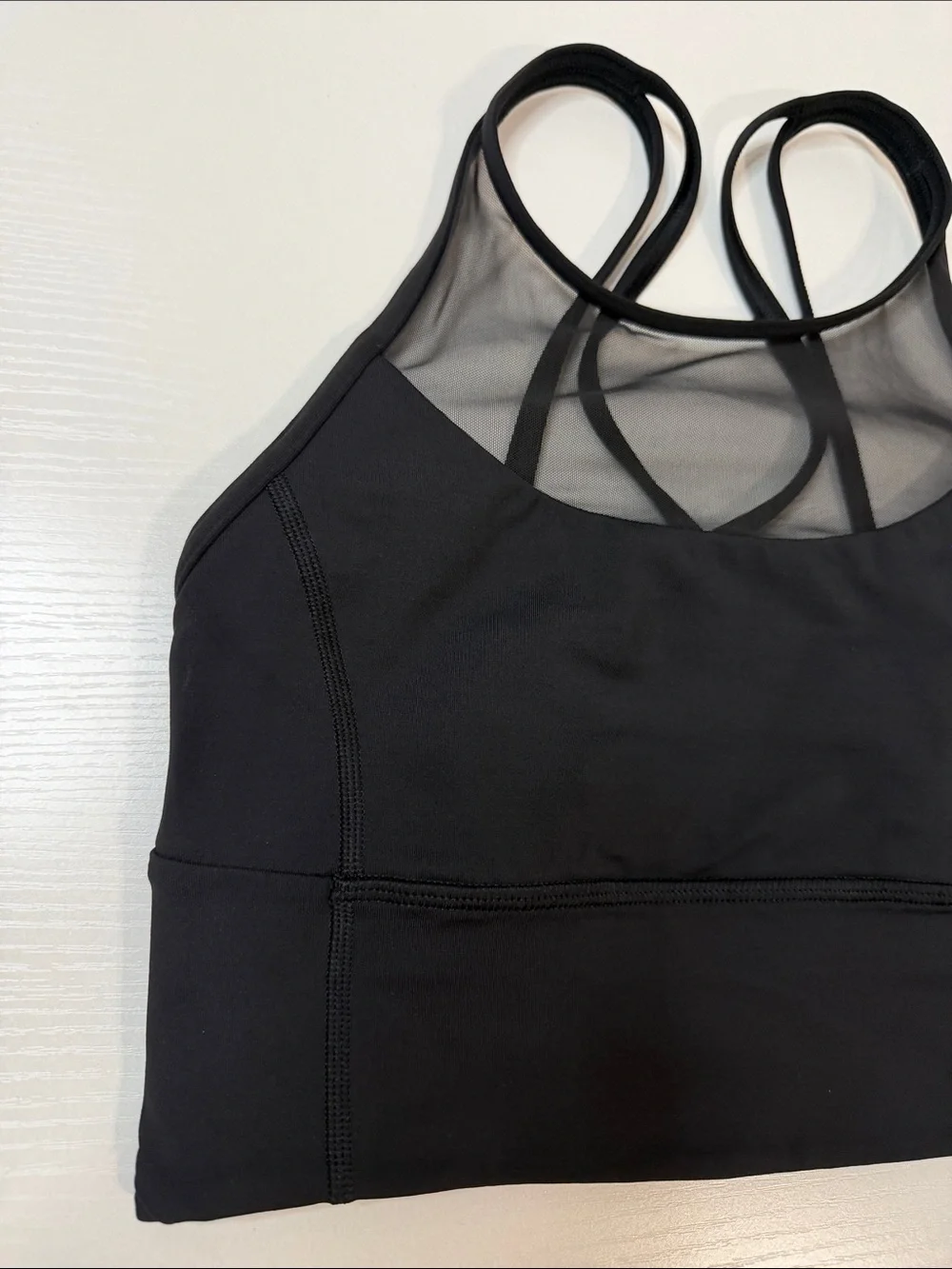 Lululemon Clip-In Long Line Bra - Black - Luxtreme Mesh High Neck